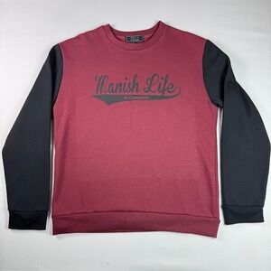 21 Men Manish Life Graphic Colorblock Sweatshirt Burgundy Black Large